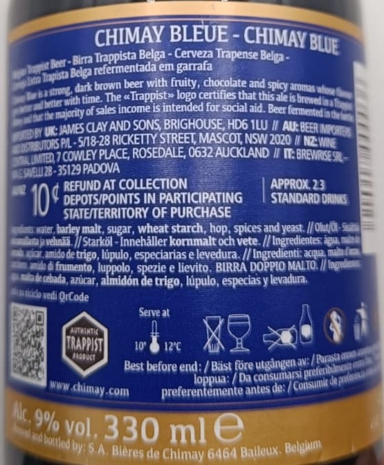 Cerveza Bleue de Chimay