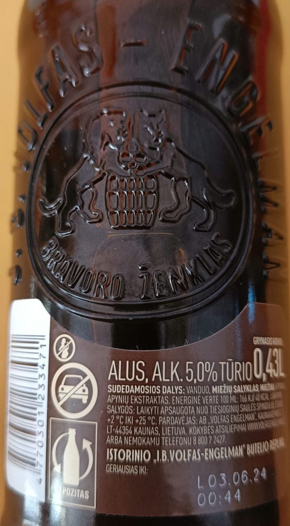 Cerveza Jubiliejinis de Volfas Engelman