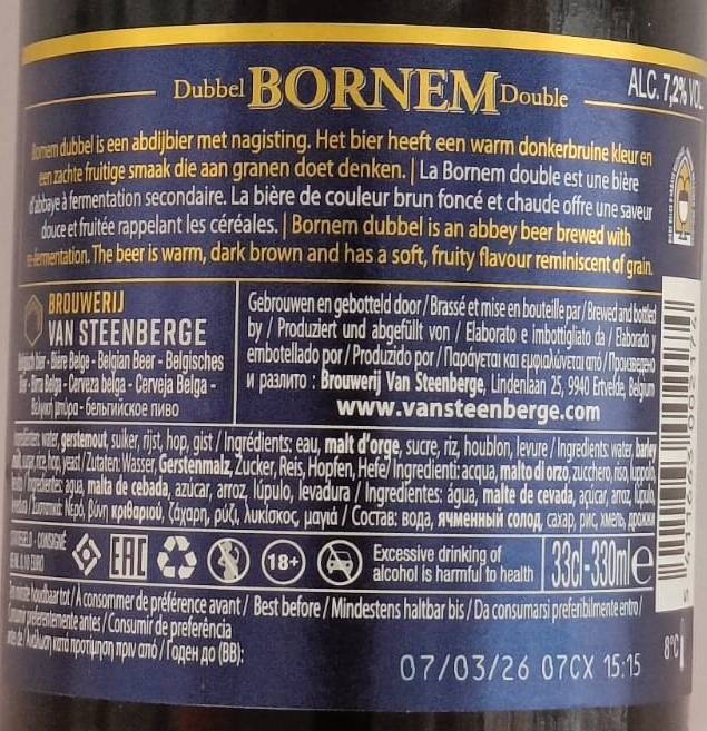 Cerveza Bornem Doble de Brouwerij Van Steenberge