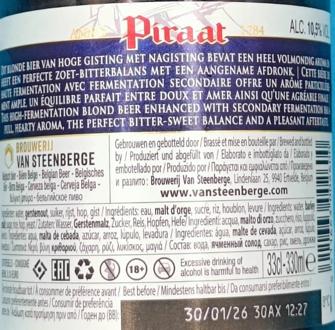 Cerveza Piraat de Brouwerij Van Steenberge
