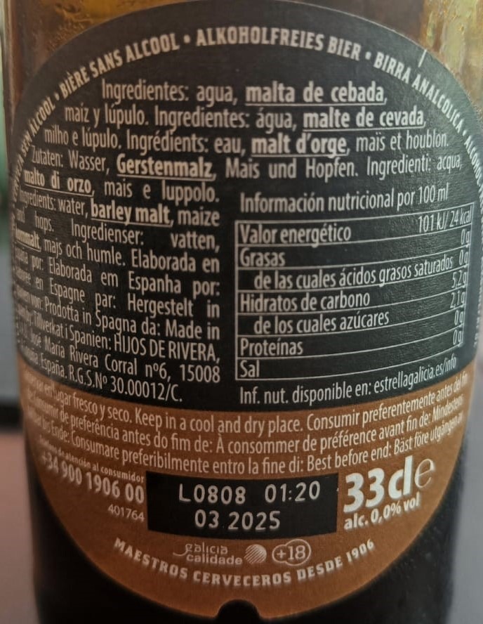 Cerveza 00 Tostada de Estrella Galicia