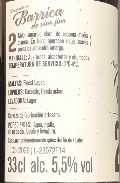 Cerveza Envejecida en Barrica de Vino Fino 2 de Aldi