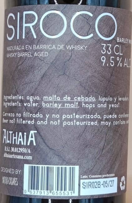Cerveza Siroco de Cervezas Althaia