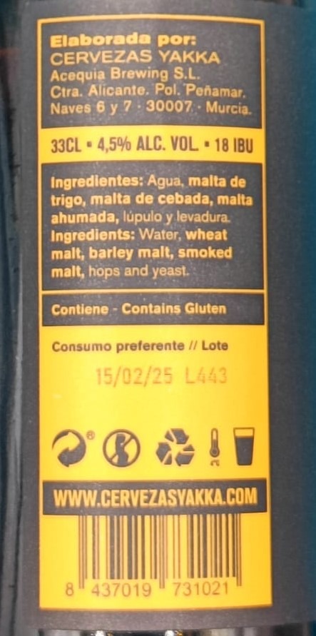 Cerveza Humo de Cervezas Yakka