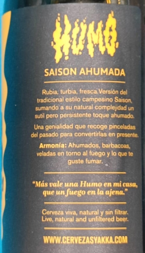 Cerveza Humo de Cervezas Yakka