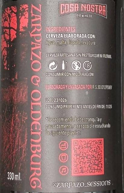 Imagen de la etiqueta BERREA que muestra toda la información legal