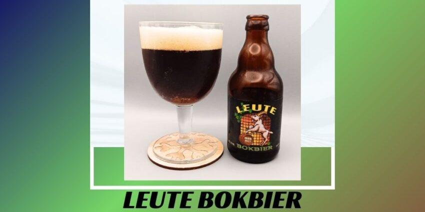 Imagen de la portada de la cerveza Leute Bokbier que muestra el producto y el nombre