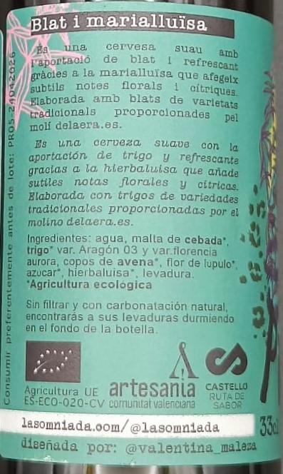 Imagen de la etiqueta PRIMAVERA que muestra toda la información legal