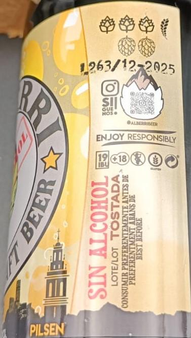 Imagen de la etiqueta Sin Alcohol que muestra toda la información legal