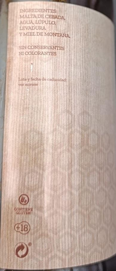 Imagen de la etiqueta Valeria Honey Doppelbock que muestra toda la información legal