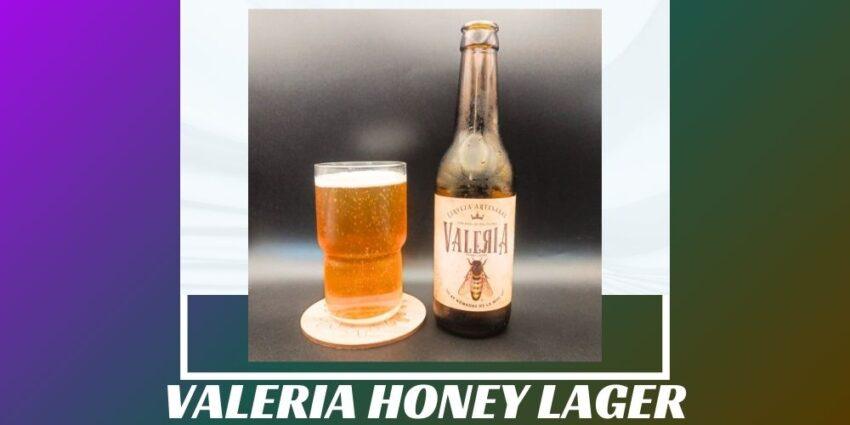 Imagen de la portada de la cerveza Valeria Honey Lager que muestra el producto y el nombre