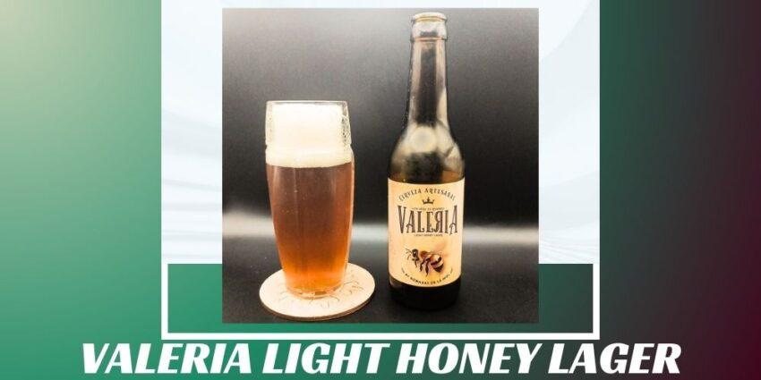 Imagen de la portada de la cerveza Valeria Light Honey Lager que muestra el producto y el nombre