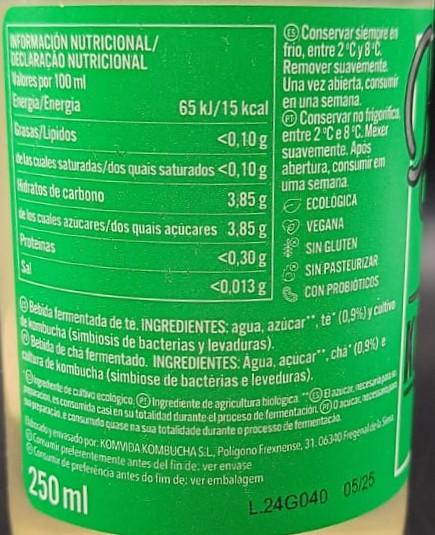 Imagen de la etiqueta Greenvida que muestra toda la información legal