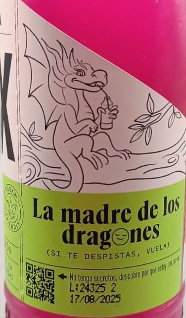 Imagen de la etiqueta Dragon Lemonade que muestra toda la información legal