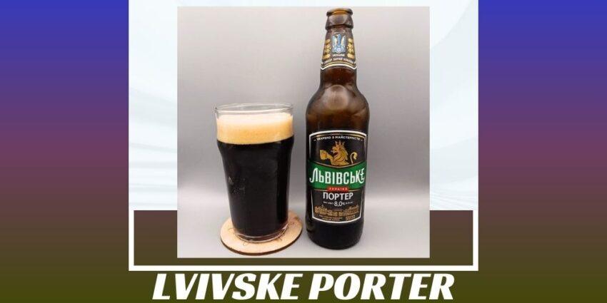 Imagen de la portada de la cerveza Lvivske Porter que muestra el producto y el nombre