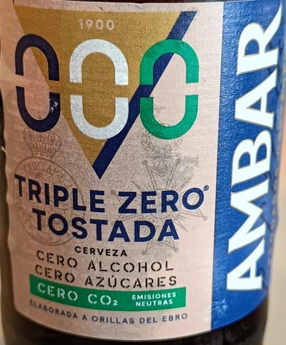 Imagen de la etiqueta Triple Zero Tostada que muestra toda la información legal