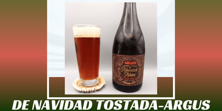 Imagen de la portada de la cerveza de Navidad Tostada que muestra el producto y el nombre