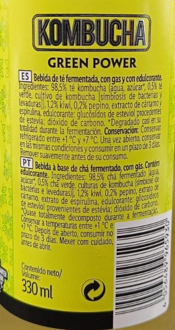 Imagen de la etiqueta Green Power que muestra toda la información legal