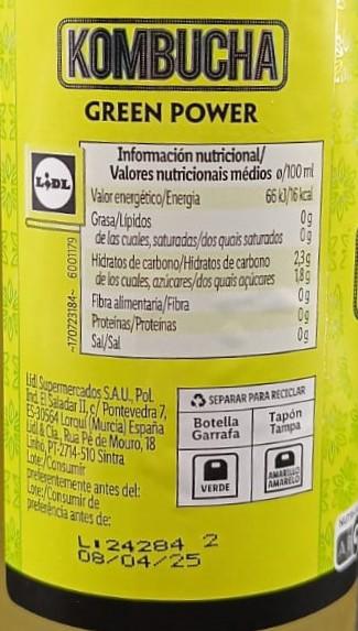Imagen de la etiqueta Green Power que muestra toda la información legal