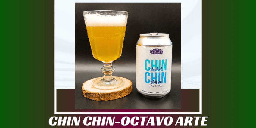 Imagen de la portada de la cerveza Chin Chin que muestra el producto y el nombre