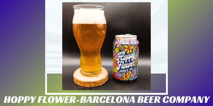 Imagen de la portada de la cerveza Hoppy Flower que muestra el producto y el nombre