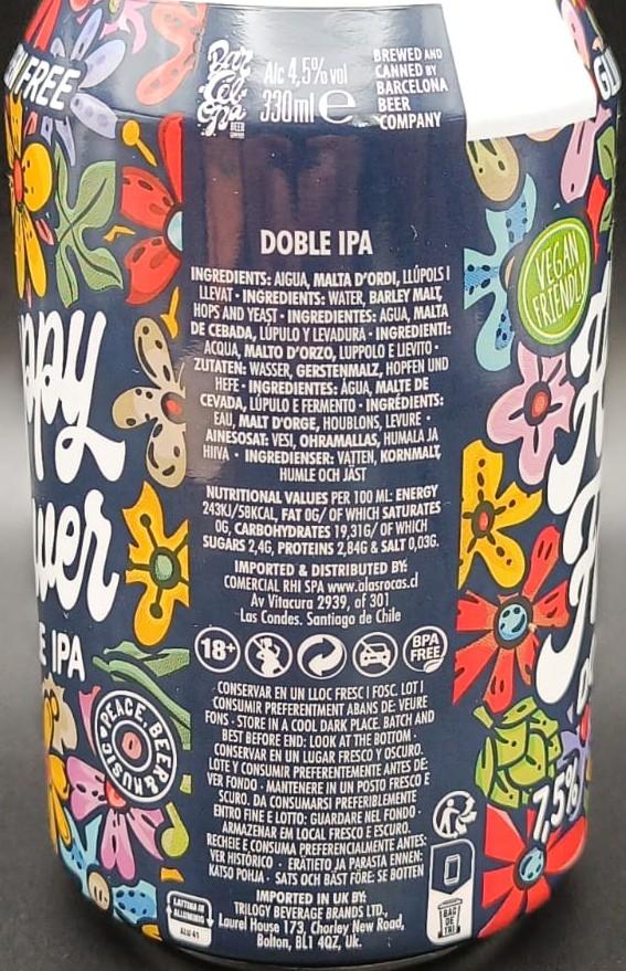 Imagen de la etiqueta Hoppy Flower que muestra toda la información legal