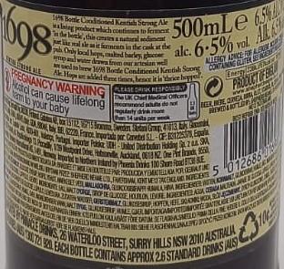 Imagen de la etiqueta British Strong Ale que muestra toda la información legal