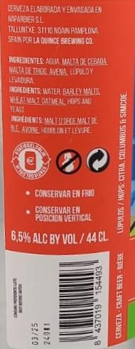 Imagen de la etiqueta Punk Droid que muestra toda la información legal