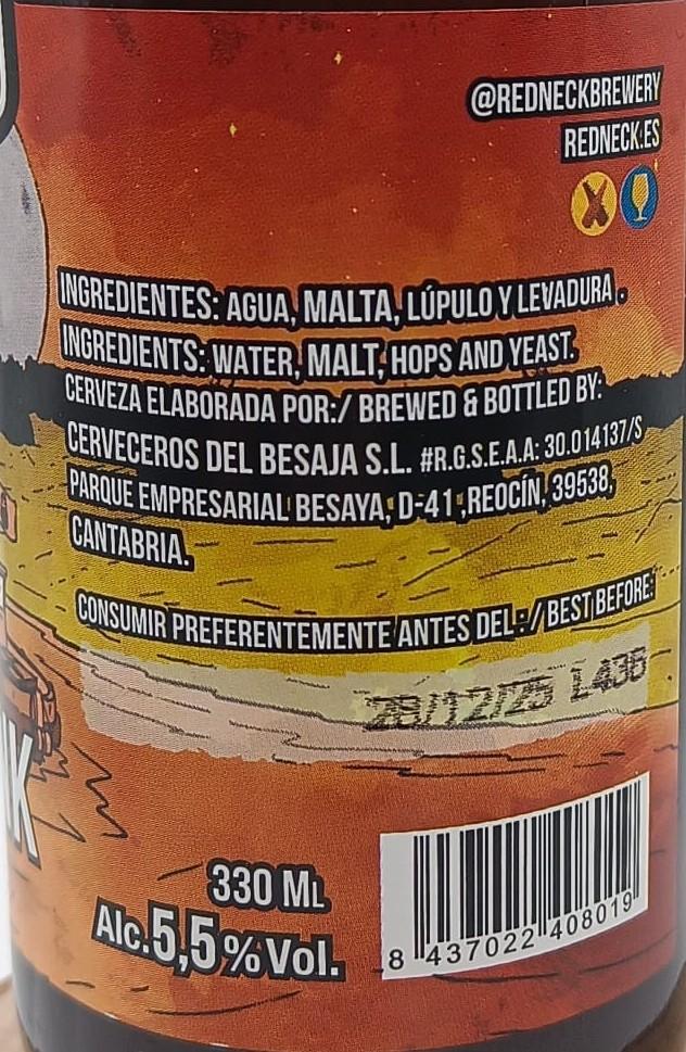 Imagen de la etiqueta Honky Tonk que muestra toda la información legal