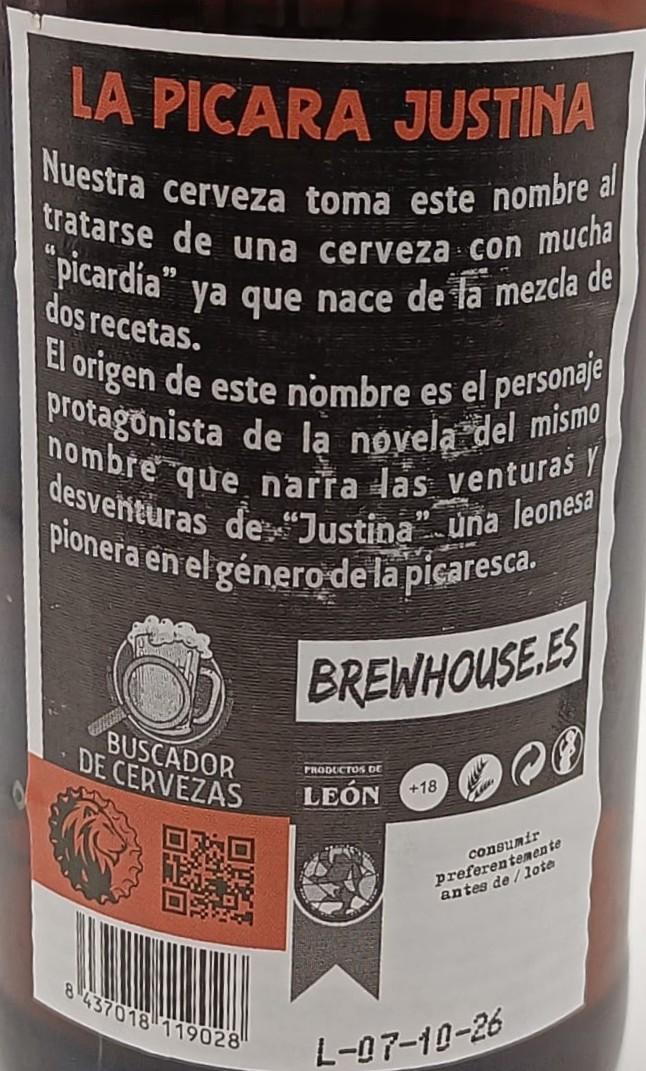 Imagen de la etiqueta La Pícara Justina que muestra toda la información legal