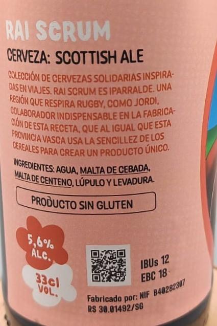 Imagen de la etiqueta Rai Scrum que muestra toda la información legal