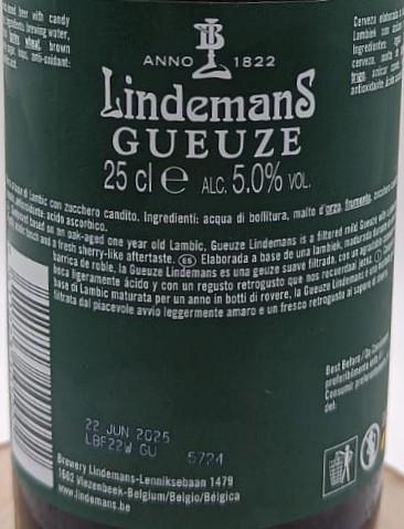 Imagen de la etiqueta Gueuze que muestra toda la información legal