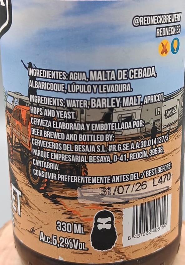 Imagen de la etiqueta Orange Mullet que muestra toda la información legal
