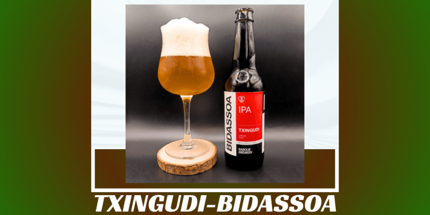 Imagen de la portada de la cerveza Txingudi que muestra el producto y el nombre