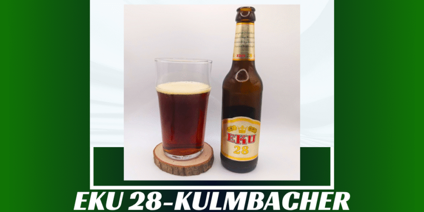 Imagen de la portada de la cerveza Eku 28 que muestra el producto y el nombre