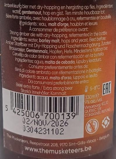 Imagen de la etiqueta Troubadour Magma que muestra toda la información legal